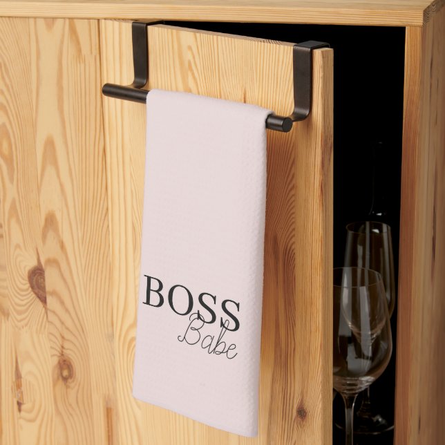 Elegant Pink Boss Babe Kitchen Towel (Thirds Fold)