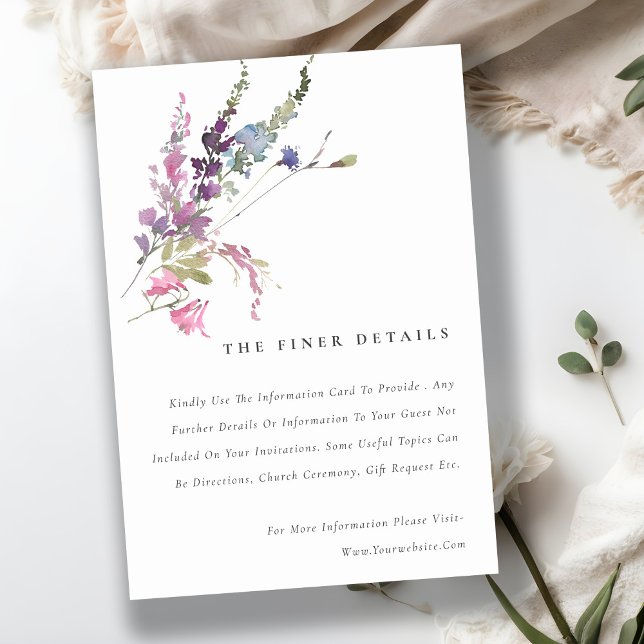 Elegant Pink Botanical Floral Wedding Details Enclosure Card (Creator Uploaded)