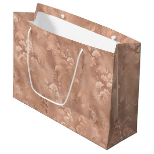 Elegant Pink Botanical Ginkgo Gold Foliage Print Large Gift Bag