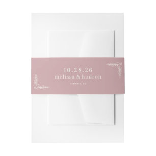 Elegant Pink Botanical Invitation Belly Band