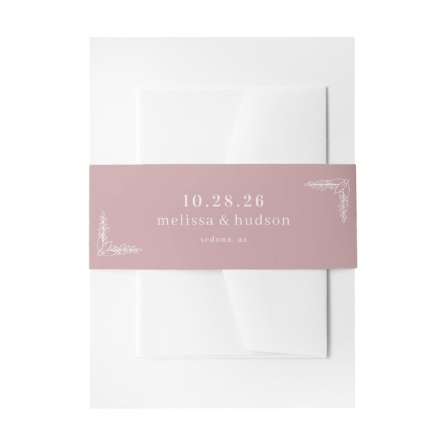 Elegant Pink Botanical Invitation Belly Band (Front Example)