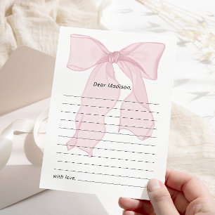 Elegant Pink Bow 1st Birthday Time Capsule Card