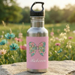 Elegant Pink Bow and Custom Name  532 Ml Water Bottle<br><div class="desc">Elegant Pink Bow & Custom Name Stainless Steel Water Bottle - Personalized Girly Ribbon Water Bottle - Chic Gift for Girls and Teens Hydrate in style with our stunning personalized pink stainless steel water bottle, featuring a charming and delicate bow design. This elegant bottle is the perfect blend of fashion...</div>