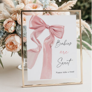 Elegant Pink Bow Baby Shower Babies are Sweet Poster