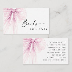 Elegant Pink Bow Baby Shower Books for Baby Enclosure Card