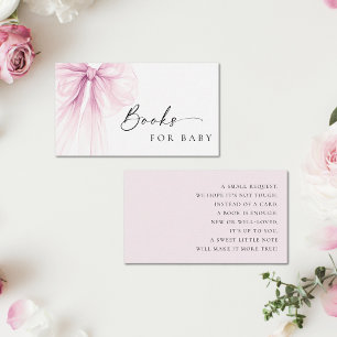 Elegant Pink Bow Baby Shower Books for Baby Enclosure Card