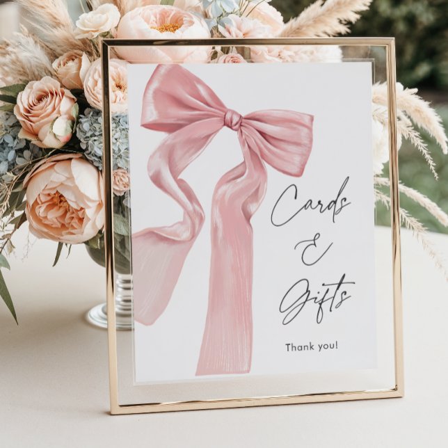 Elegant Pink Bow Baby Shower Cards and Gifts Poster (Creator Uploaded)