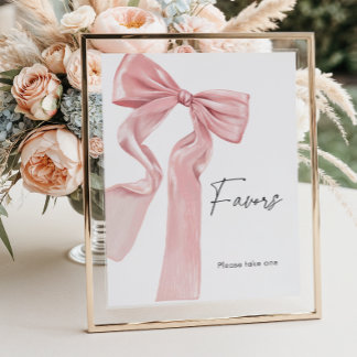 Elegant Pink Bow Baby Shower Favours Poster