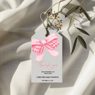 Elegant Pink Bow Baby Shower  Gift Tags