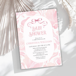 Elegant Pink Bow Baby Shower Invitation