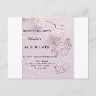 Elegant Pink Bow Baby Shower Invitation – Coquette Postcard