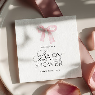 Elegant Pink Bow Baby Shower  Napkin
