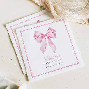 Elegant Pink Bow Baby Shower  Napkin