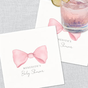 Elegant Pink Bow Baby Shower Napkin