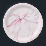 Elegant Pink Bow Baby Shower Paper Plate<br><div class="desc">Elegant blush pink bow paper plates perfect for baby showers or bridal showers.</div>