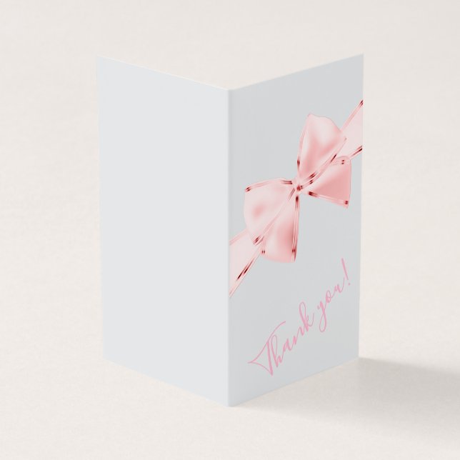 Elegant Pink Bow Baby Shower Thank You Cards (Outside)