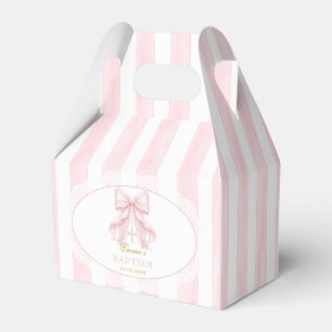 Elegant Pink Bow Baptism Favour Box