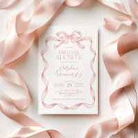 Elegant Pink Bow Blush Ribbon Bridal Shower