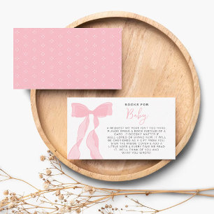 Elegant Pink Bow Books For Baby Baby Shower Enclosure Card