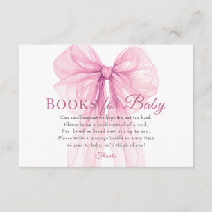 Elegant Pink Bow Books for Baby Request Card