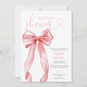 Elegant Pink Bow Bridal Shower Invitation