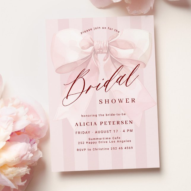 Elegant pink bow bridal shower invitation (Creator Uploaded)