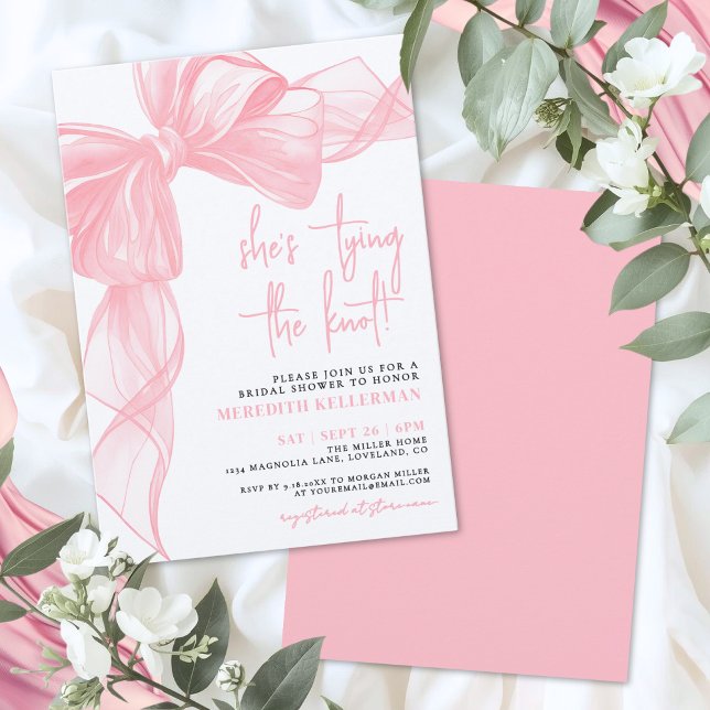 Elegant Pink Bow Bridal Shower Invitation (Elegant Pink Bow Bridal Shower Invitation)