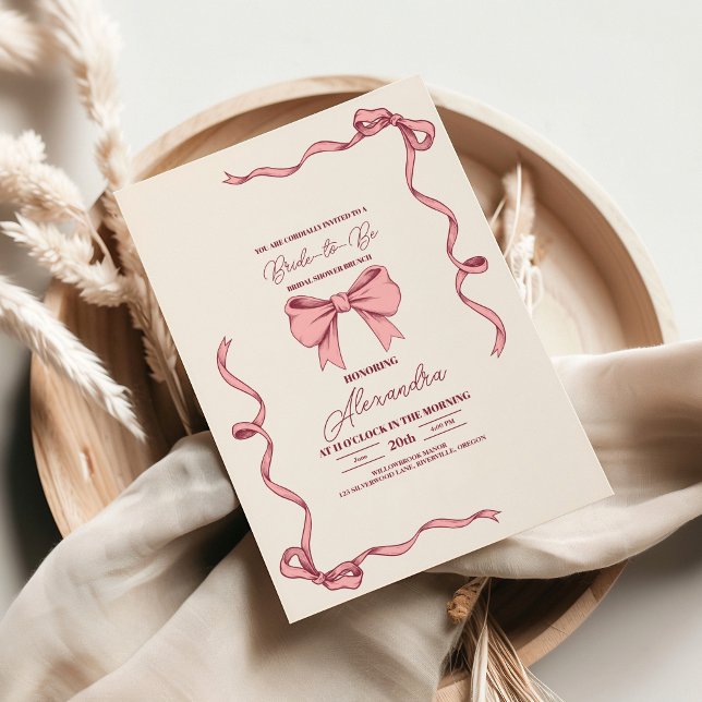 Elegant Pink  Bow Bridal Shower Invitation (Creator Uploaded)