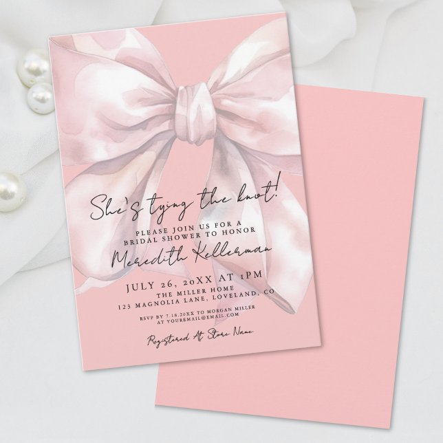 Elegant Pink Bow Bridal Shower Invitation (Elegant Pink Bow Bridal Shower Invitation)