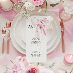 Elegant Pink Bow Bridal Shower Menu
