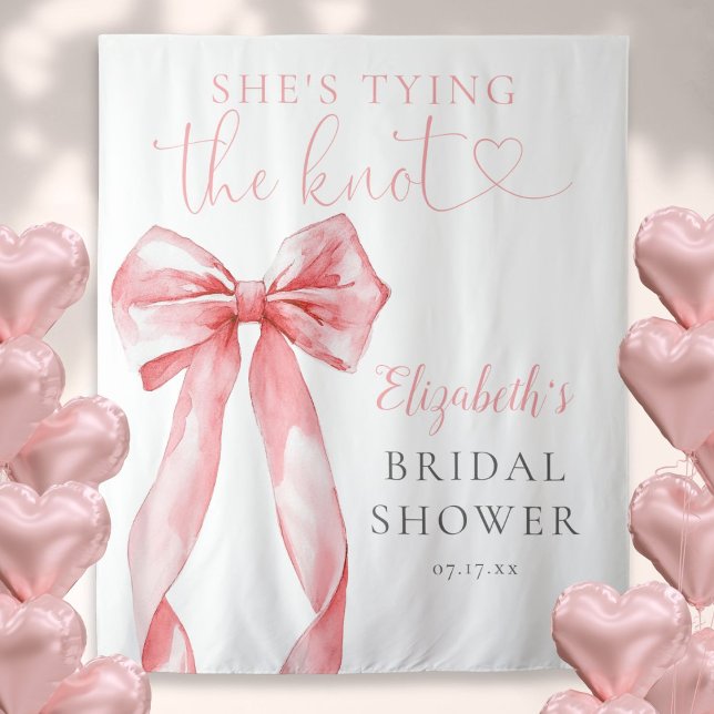 Elegant Pink Bow Bridal Shower Photo Backdrop Tapestry (Elegant Pink Bow Bridal Shower Photo Backdrop)