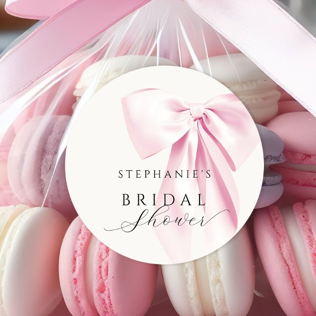 Elegant Pink Bow Bridal Shower Sticker (Creator Uploaded)