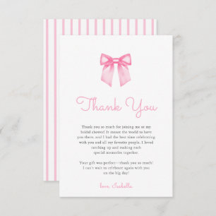 Elegant Pink Bow Bridal Shower Thank You Card