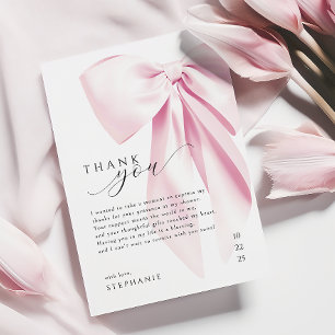 Elegant Pink Bow Bridal Shower Thank You Card