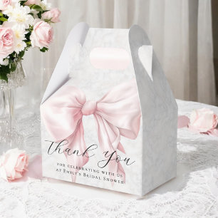 Elegant Pink Bow Bridal Shower Thank You Favour Box