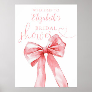 Elegant Pink Bow Bridal Shower Welcome Sign