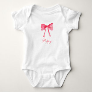 Elegant Pink Bow Cherries Girl Baby bodysuit