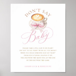 Elegant Pink Bow Coffee Baby Shower Game Poster