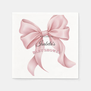 Elegant Pink Bow Coquette Baby Shower Girl Napkin