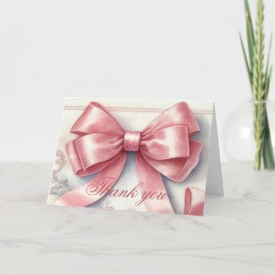 Elegant Pink Bow Coquette Baby Shower Thank you Card