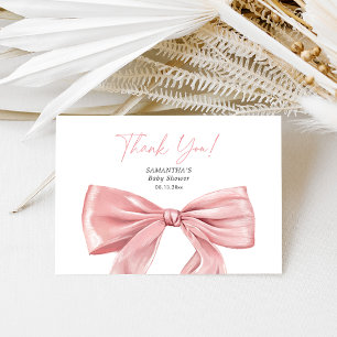 Elegant Pink Bow Coquette Baby Shower Thank You Card