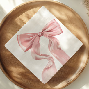 Elegant Pink Bow Coquette Paper Napkin