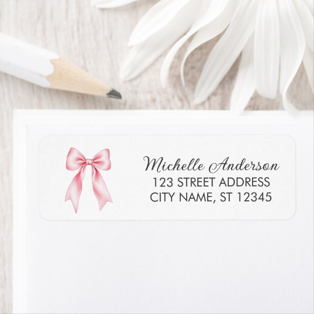 Elegant Pink Bow Coquette Return Address Label     (Insitu)
