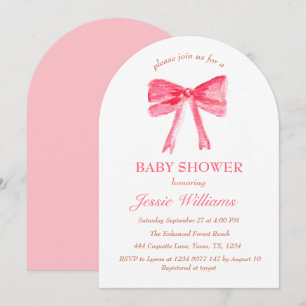 Elegant Pink Bow Coquette Vintage Girl Baby Shower Invitation