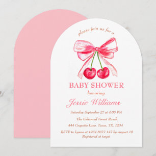 Elegant Pink Bow Coquette Vintage Girl Baby Shower Invitation