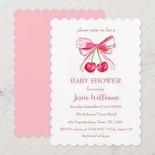 Elegant Pink Bow Coquette Vintage Girl Baby Shower Invitation