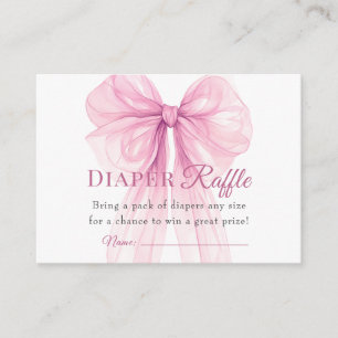 Elegant Pink Bow Diaper Raffle Tickets Enclosure Card