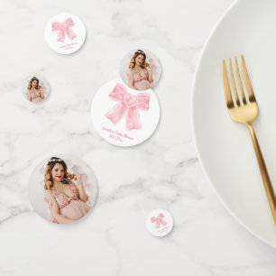 elegant pink bow girl baby shower cute photo confetti