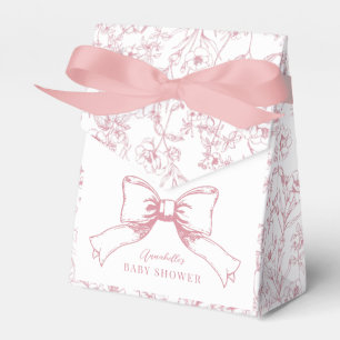 Elegant Pink Bow Girl Baby Shower Favour Box