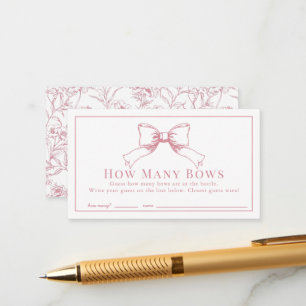 Elegant Pink Bow Girl Baby Shower How Many Bows Enclosure Card